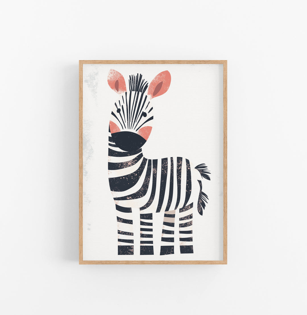 Cuadro Cebra Dibujos Infantiles Blanco Negro Rosa