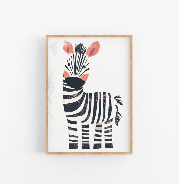 Cuadro Cebra Dibujos Infantiles Blanco Negro Rosa