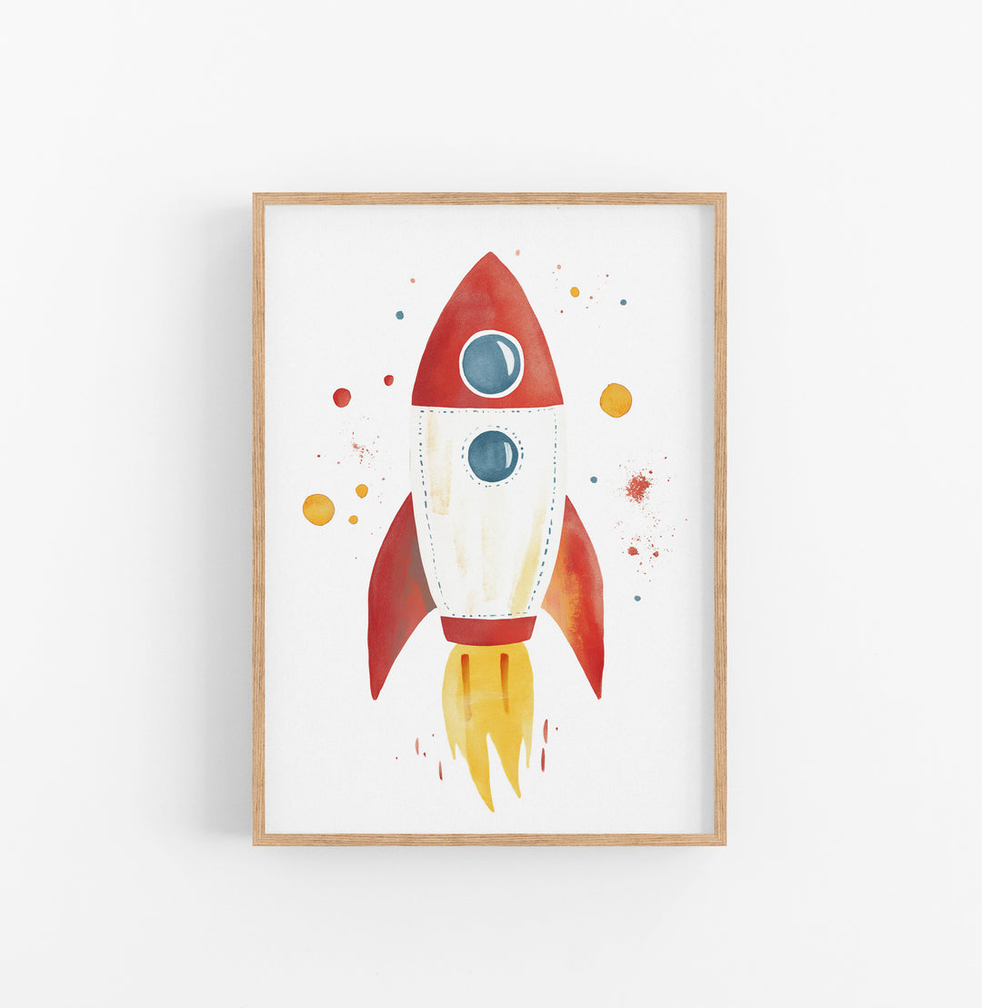 Cuadro Cohete Espacial Agua Rojo Amarillo