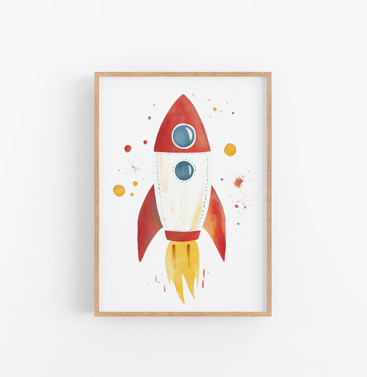 Cuadro Cohete Espacial Agua Rojo Amarillo