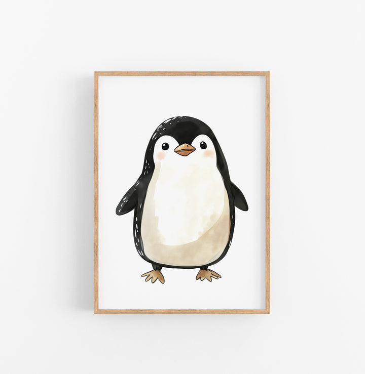 Cuadro Animal Ilustracion Pinguino Negro Blanco