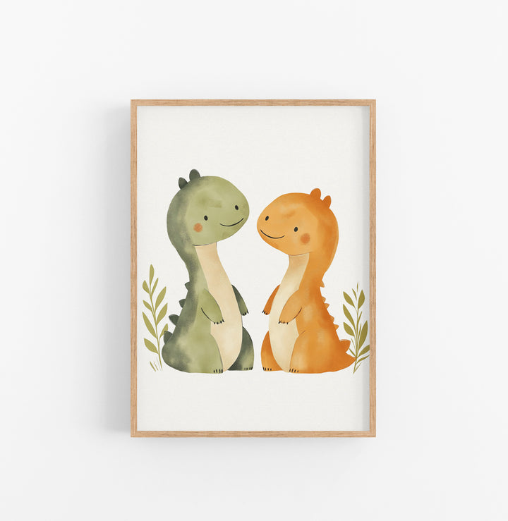 Cuadro Dinosaurios Cute Verde Naranja