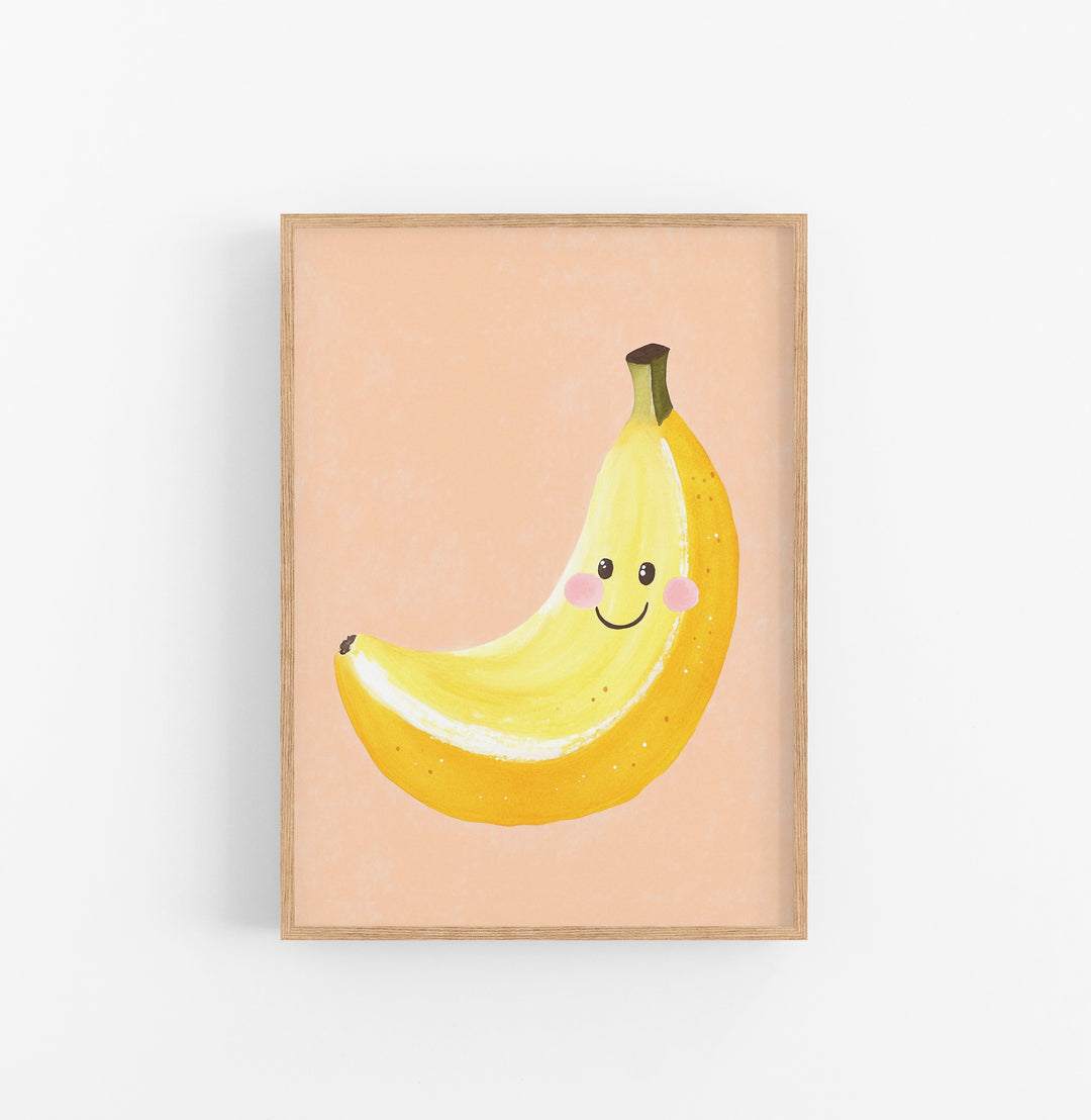 Cuadro Platano Animado Amarillo Rosado