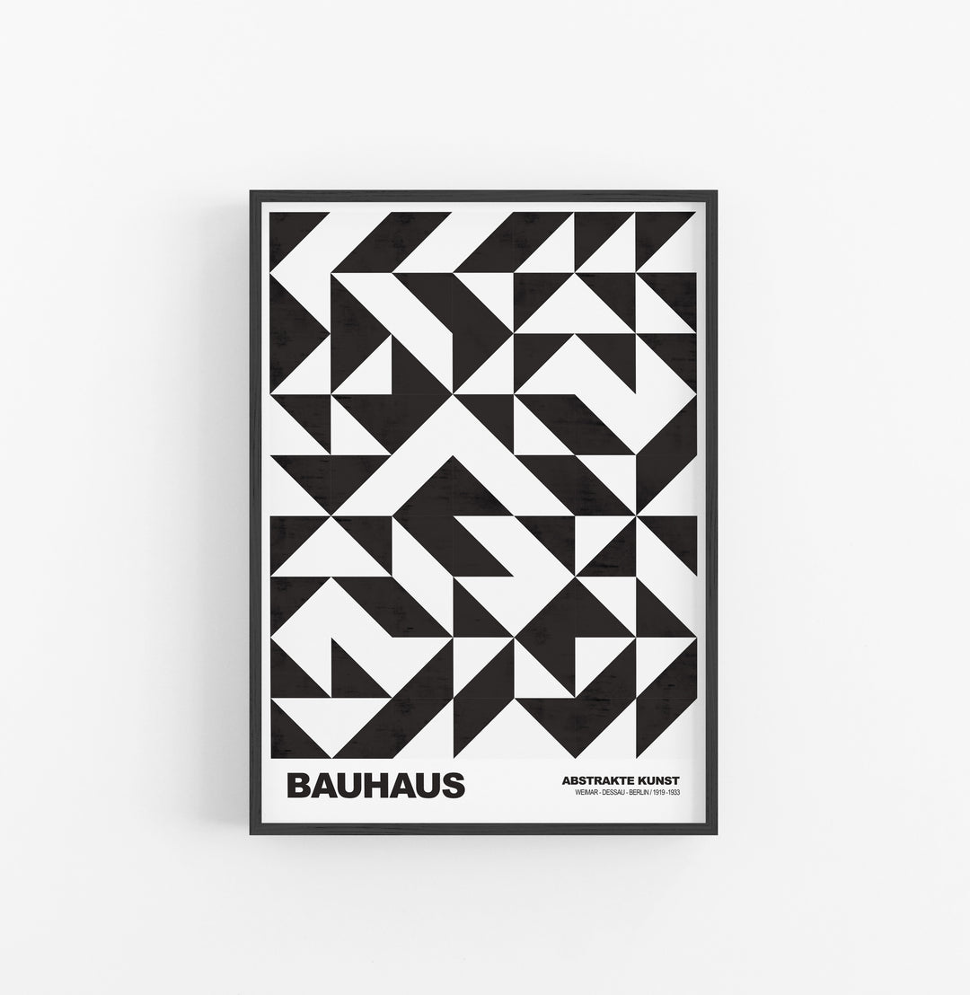Cuadro Bauhaus Geometrico Prismas Negro