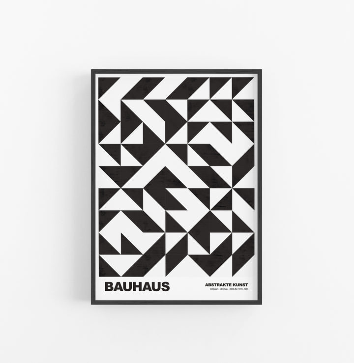 Cuadro Bauhaus Geometrico Prismas Negro