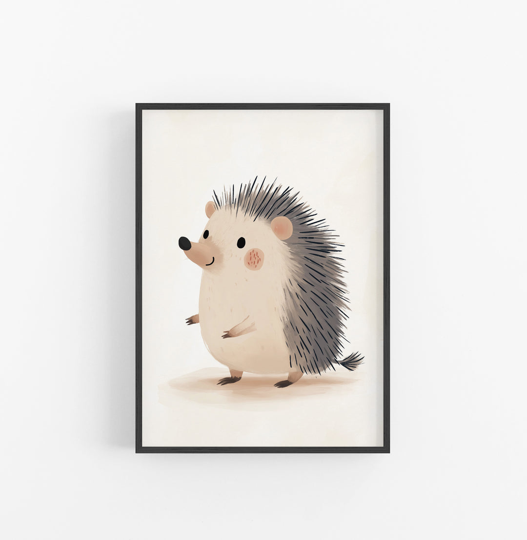 Cuadro Erizo Animales Dibujos Beige Gris