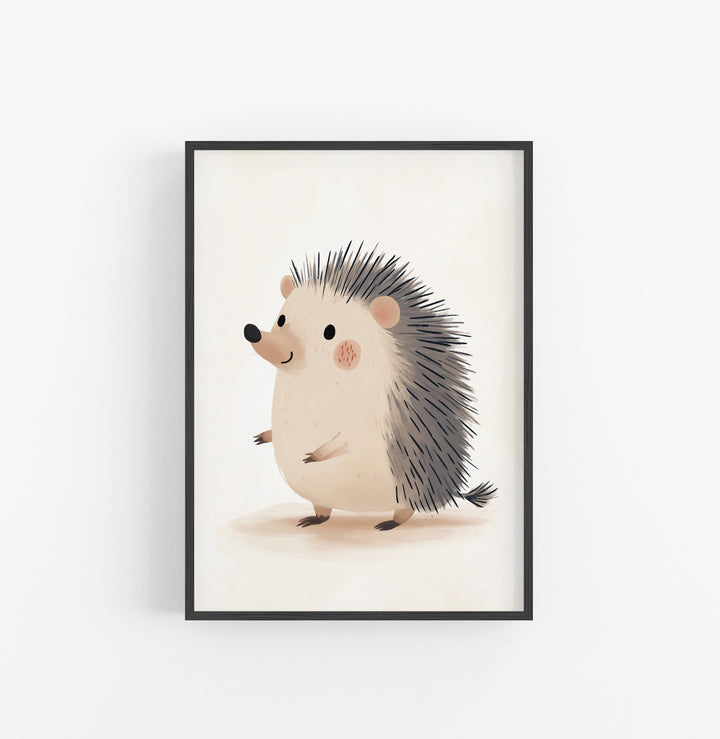 Cuadro Erizo Animales Dibujos Beige Gris
