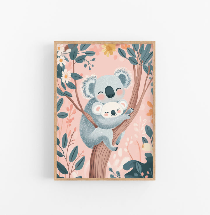 Cuadro Animales Infancia Koala Rosa Azul