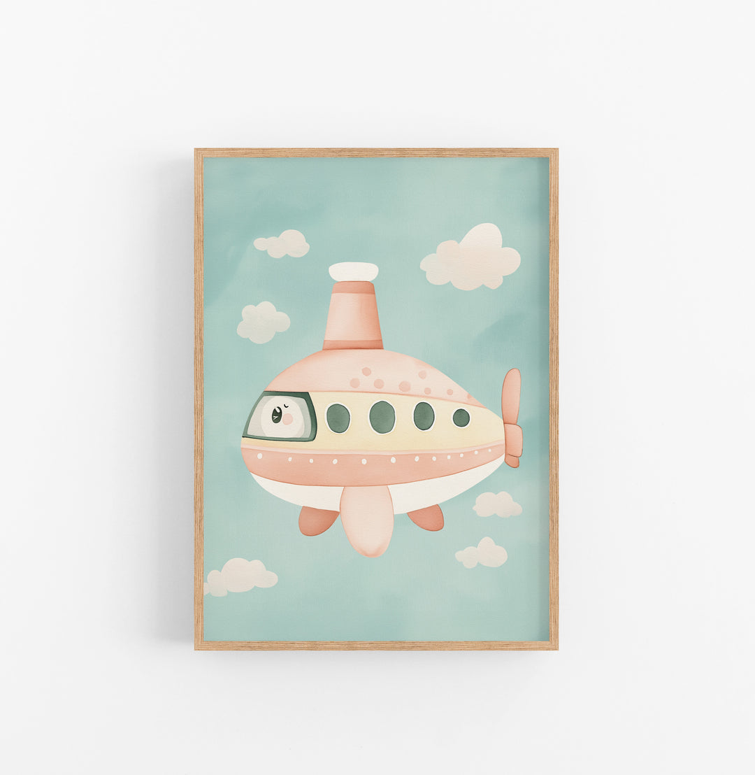 Cuadro Infantil Submarino Rosado Azul