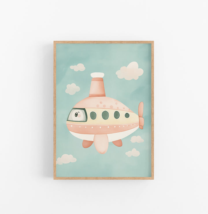 Cuadro Infantil Submarino Rosado Azul