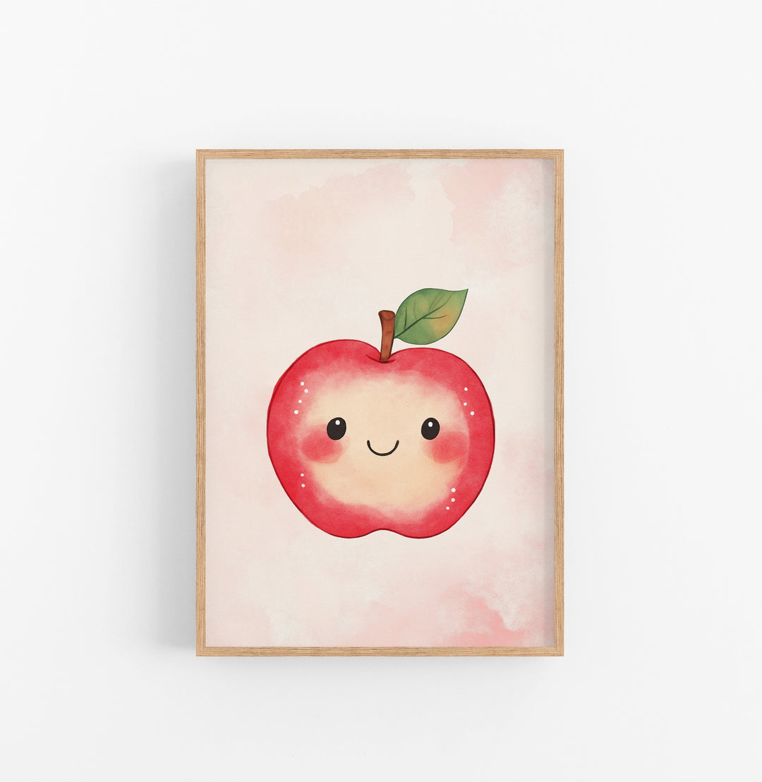 Cuadro Kawaii Manzana Rojo Verde