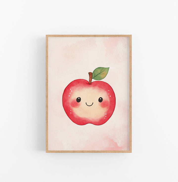 Cuadro Kawaii Manzana Rojo Verde