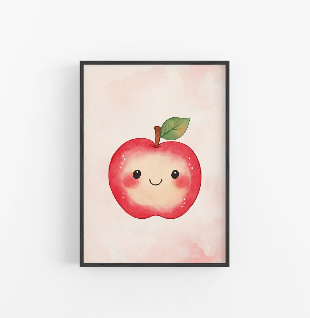 Cuadro Kawaii Manzana Rojo Verde