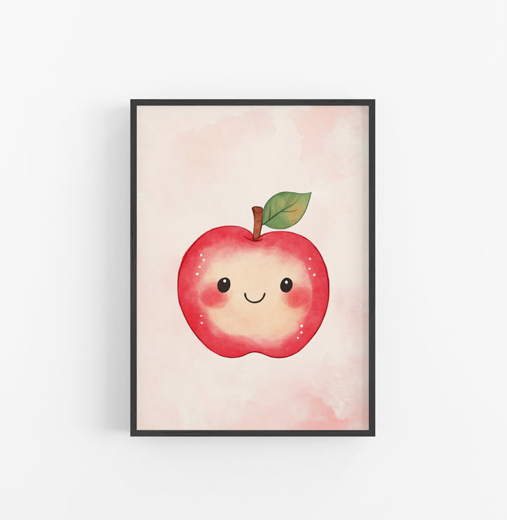 Cuadro Kawaii Manzana Rojo Verde