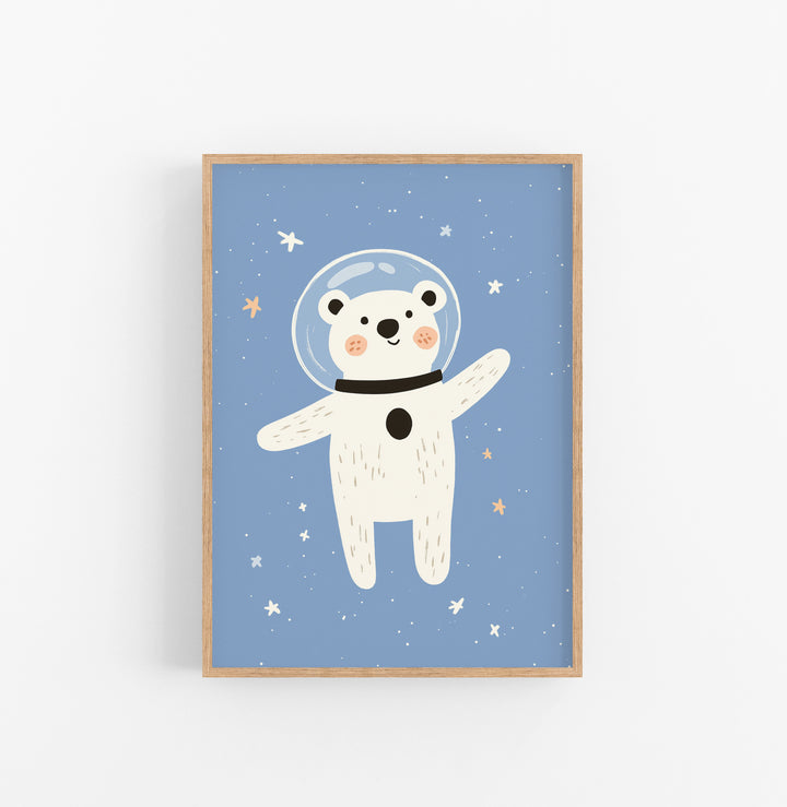 Cuadro Espacial Oso Azul Crema Naranja