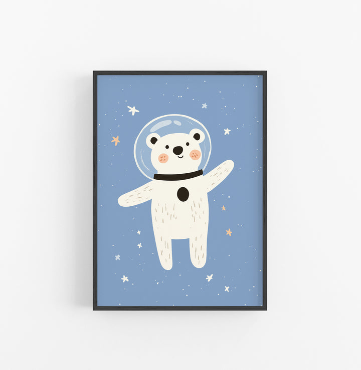 Cuadro Espacial Oso Azul Crema Naranja