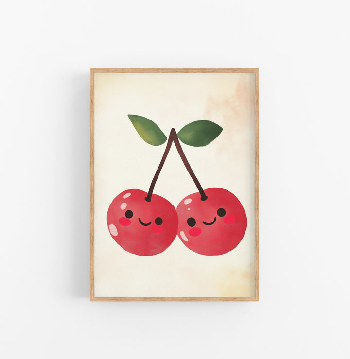 Cuadro Kawaii Frutas Rojo Verde