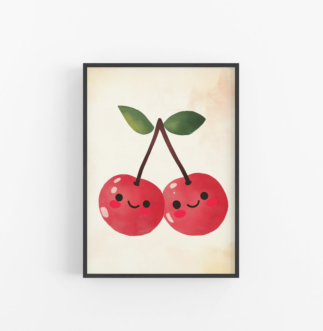 Cuadro Kawaii Frutas Rojo Verde