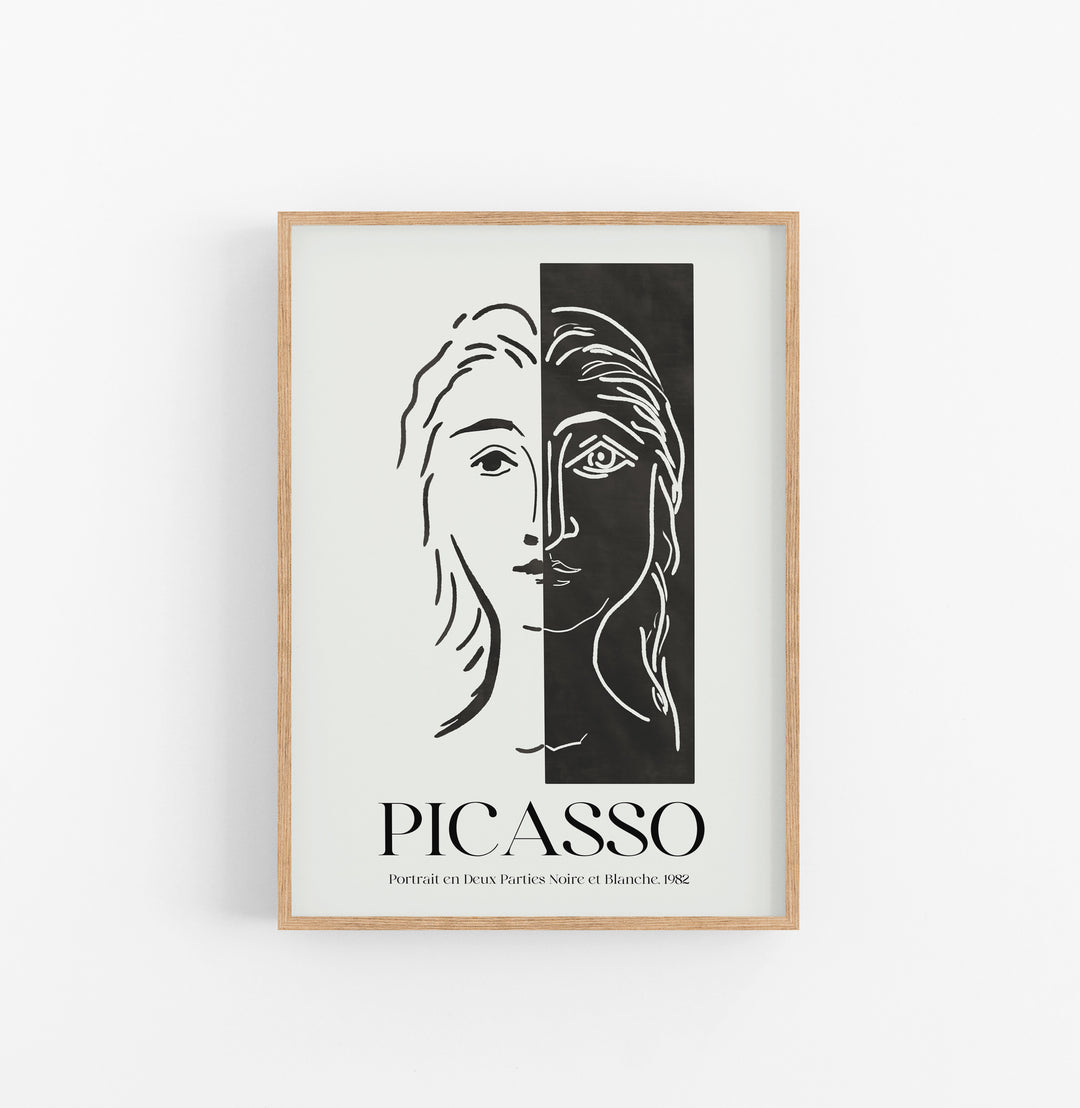 Cuadro Picasso Portrait En Deux Parties Noire Et Blanche