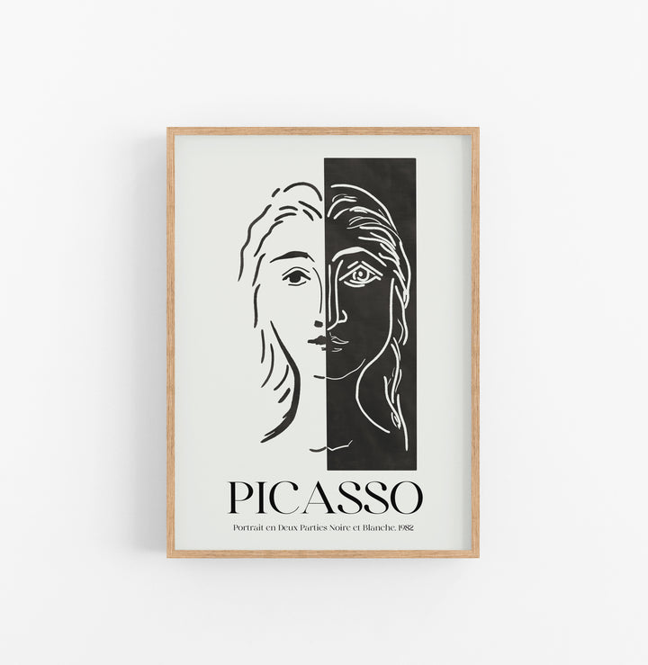 Cuadro Picasso Portrait En Deux Parties Noire Et Blanche