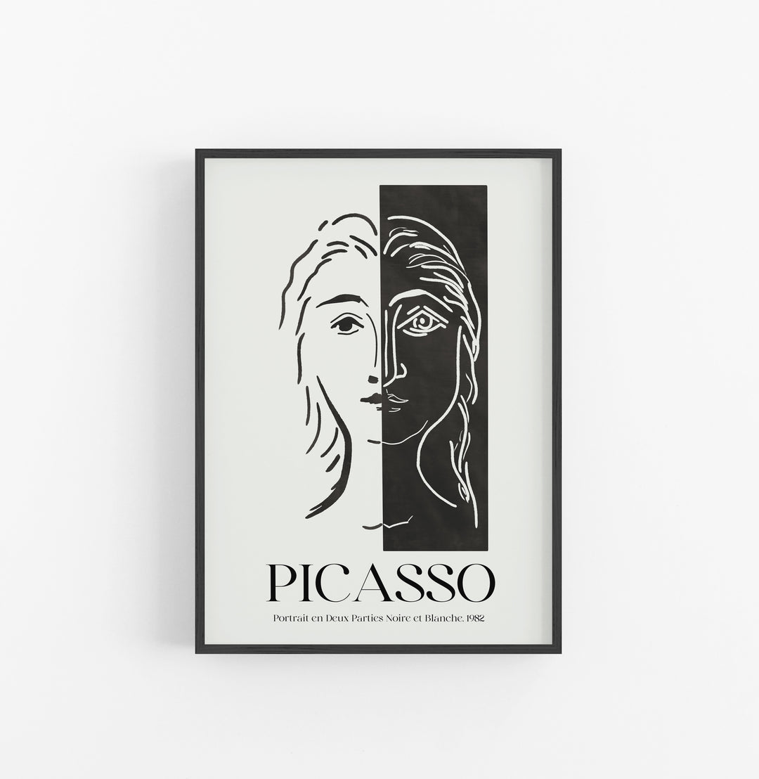 Cuadro Picasso Portrait En Deux Parties Noire Et Blanche