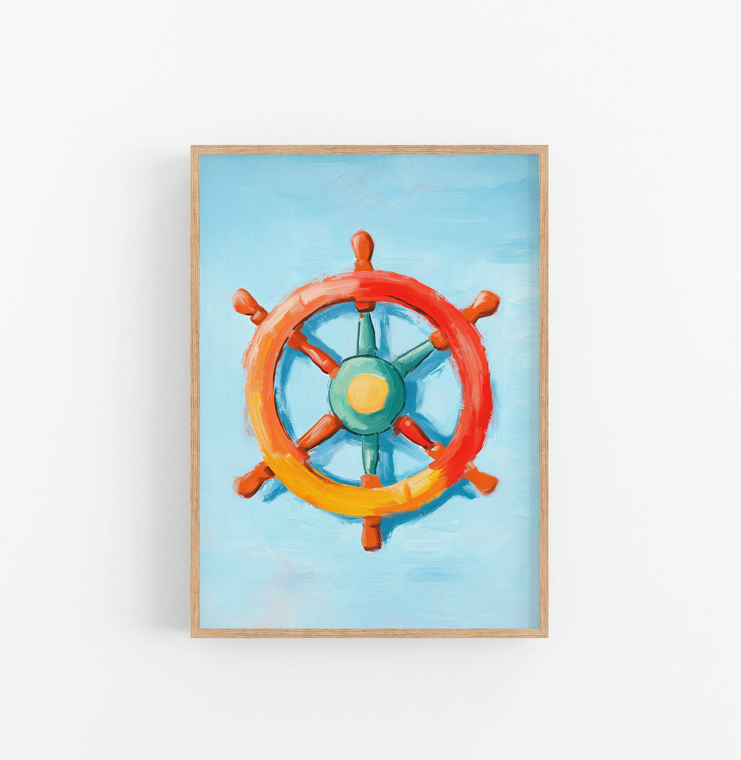 Cuadro Marinero Timon Rueda Naranja Verde Amarillo