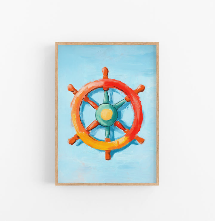 Cuadro Marinero Timon Rueda Naranja Verde Amarillo