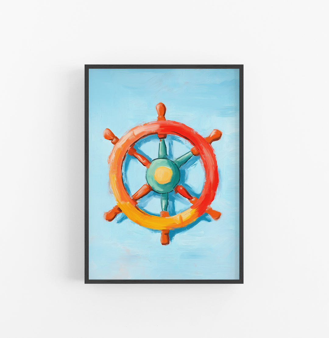 Cuadro Marinero Timon Rueda Naranja Verde Amarillo