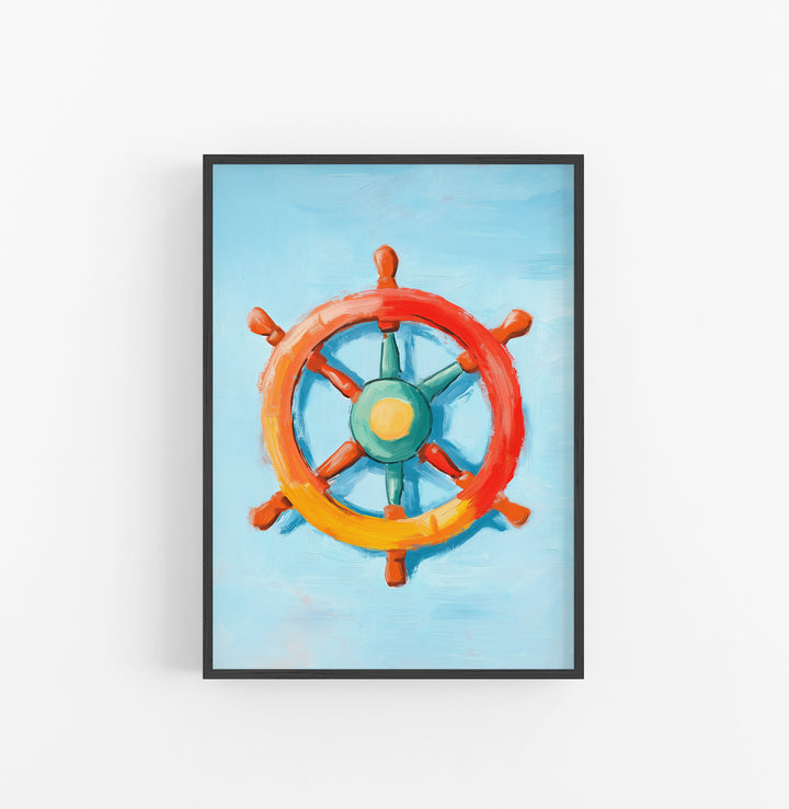 Cuadro Marinero Timon Rueda Naranja Verde Amarillo