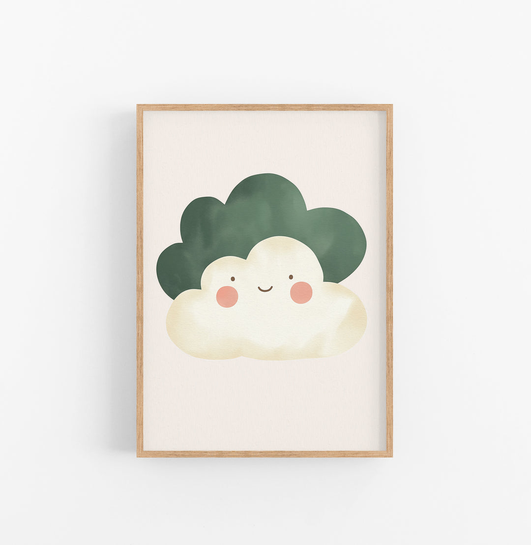 Cuadro Nube Animado Rosa Verde