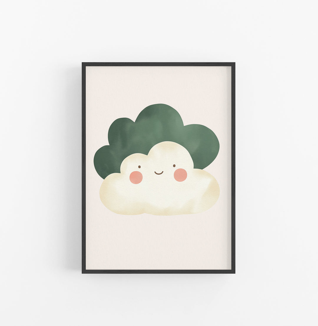 Cuadro Nube Animado Rosa Verde