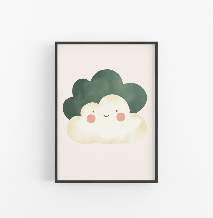 Cuadro Nube Animado Rosa Verde
