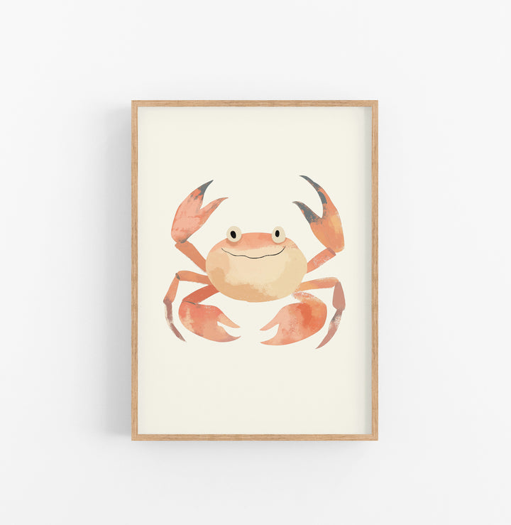 Cuadro Ilustracion Cangrejo Naranja Ocre