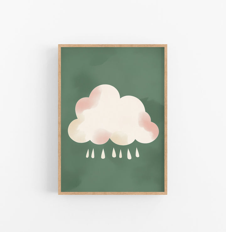 Cuadro Nube Lluvia Pastel Verde