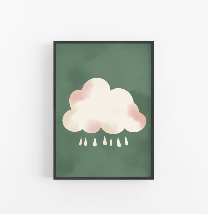 Cuadro Nube Lluvia Pastel Verde