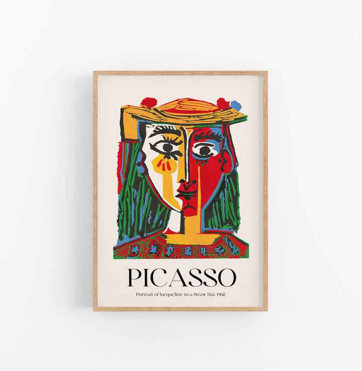 Cuadro Picasso Portrait Of Jaqueline In A Straw Hat Red Yellow Green