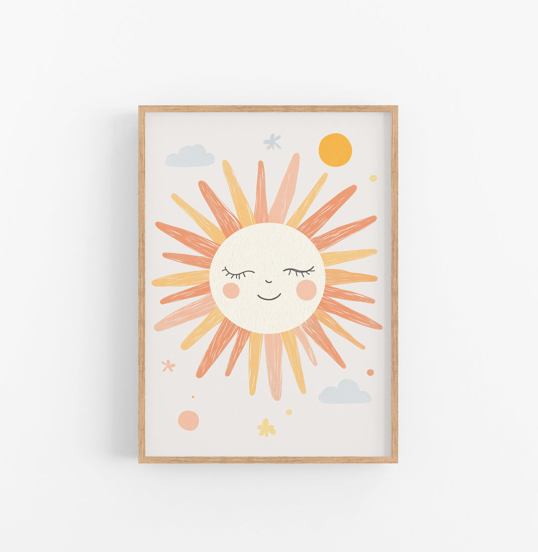Cuadro Sol Dibujos Animados Naranja Amarillo