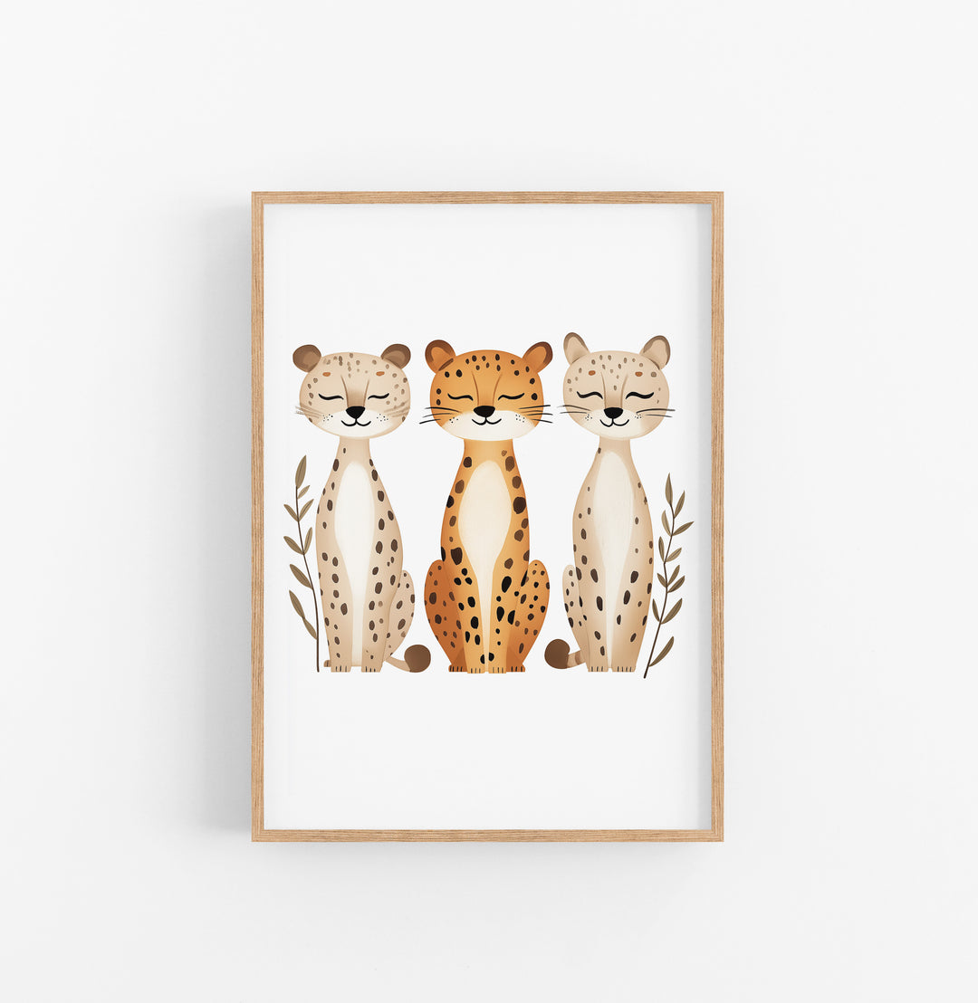 Cuadro Leopardo Ilustracion Naranja Beige