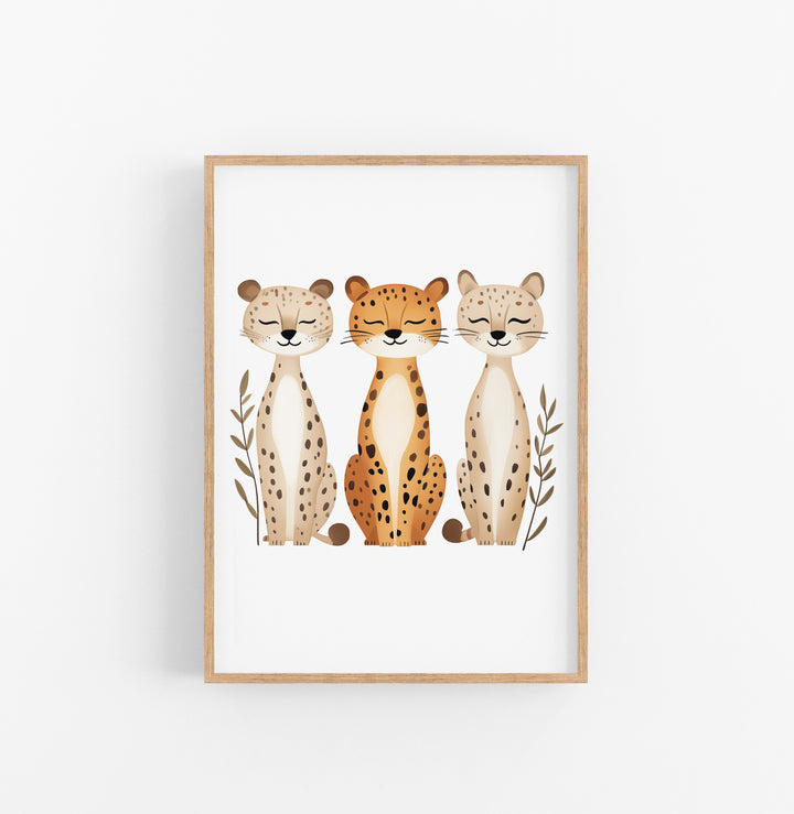 Cuadro Leopardo Ilustracion Naranja Beige