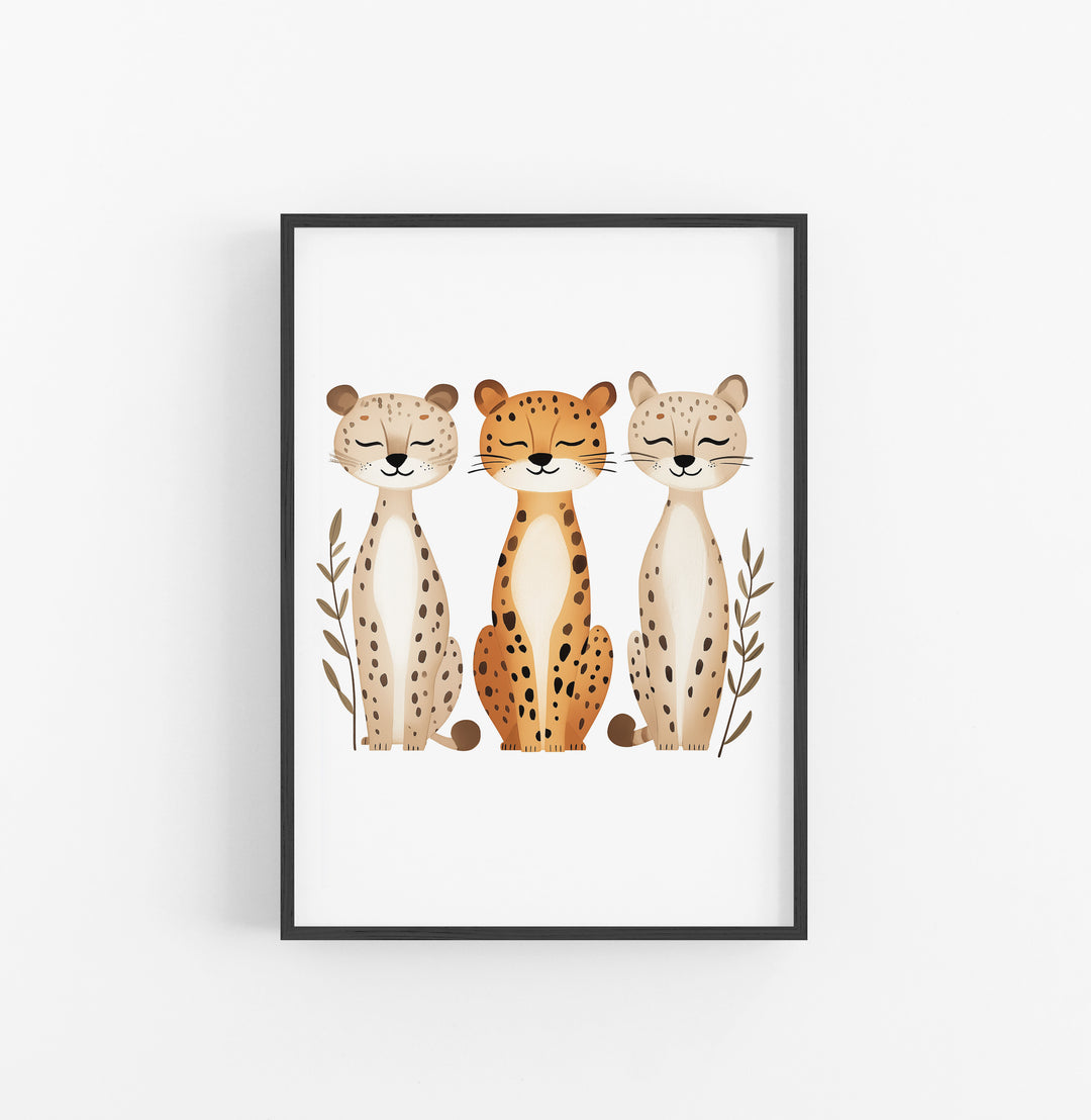 Cuadro Leopardo Ilustracion Naranja Beige