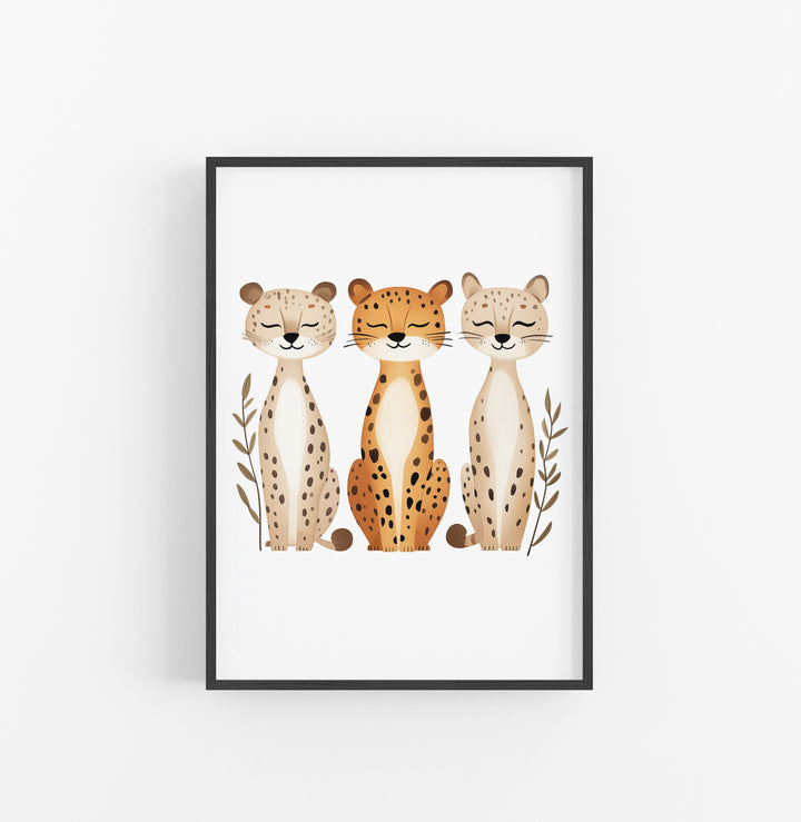 Cuadro Leopardo Ilustracion Naranja Beige