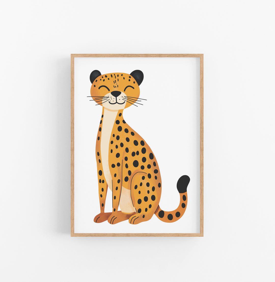 Cuadro Leopardo Ilustracion Naranja Negro
