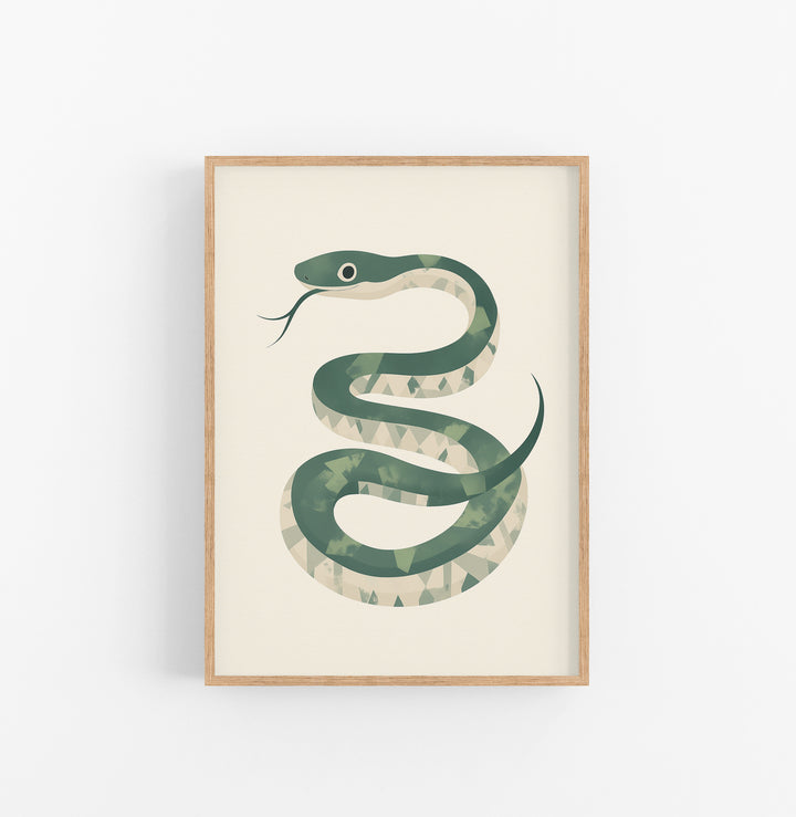Cuadro Serpiente Geometrico Verde Beige