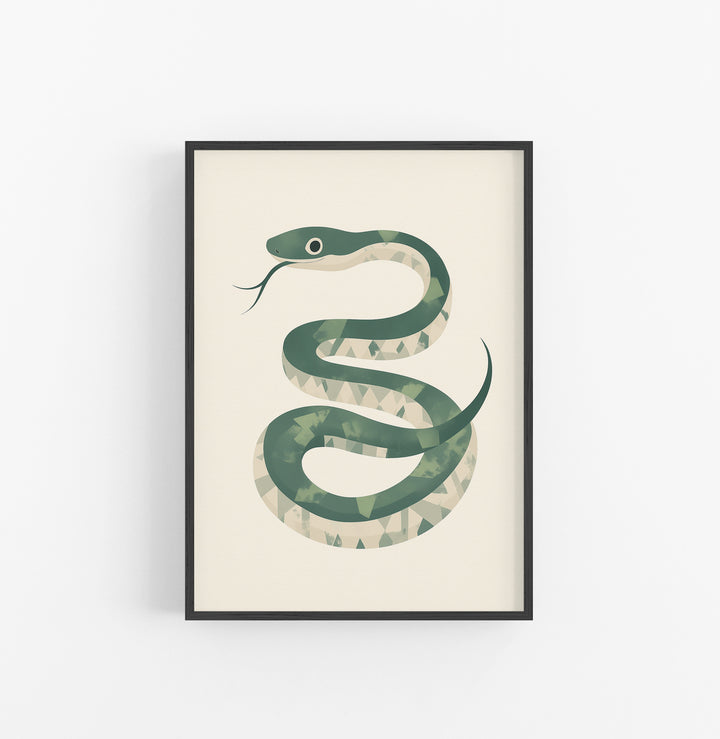 Cuadro Serpiente Geometrico Verde Beige