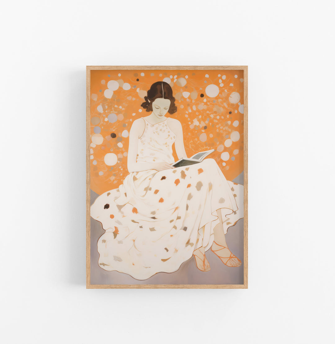 Cuadro con Marco Eclectic Abstracto Pintura Beige Naranja
