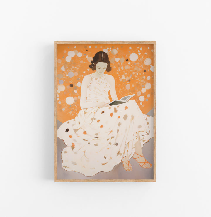 Cuadro con Marco Eclectic Abstracto Pintura Beige Naranja
