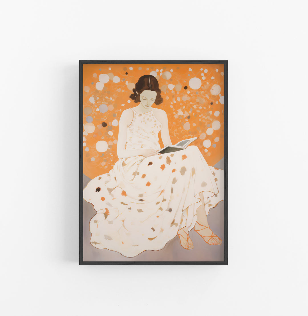 Cuadro con Marco Eclectic Abstracto Pintura Beige Naranja