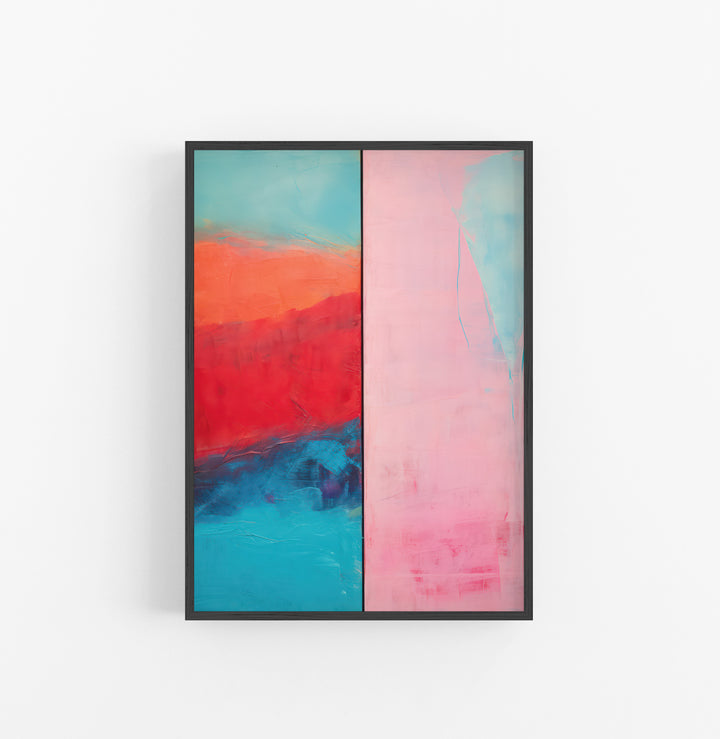 Cuadro con Marco Eclectic Abstracto Pintura Rosado Azul Rojo