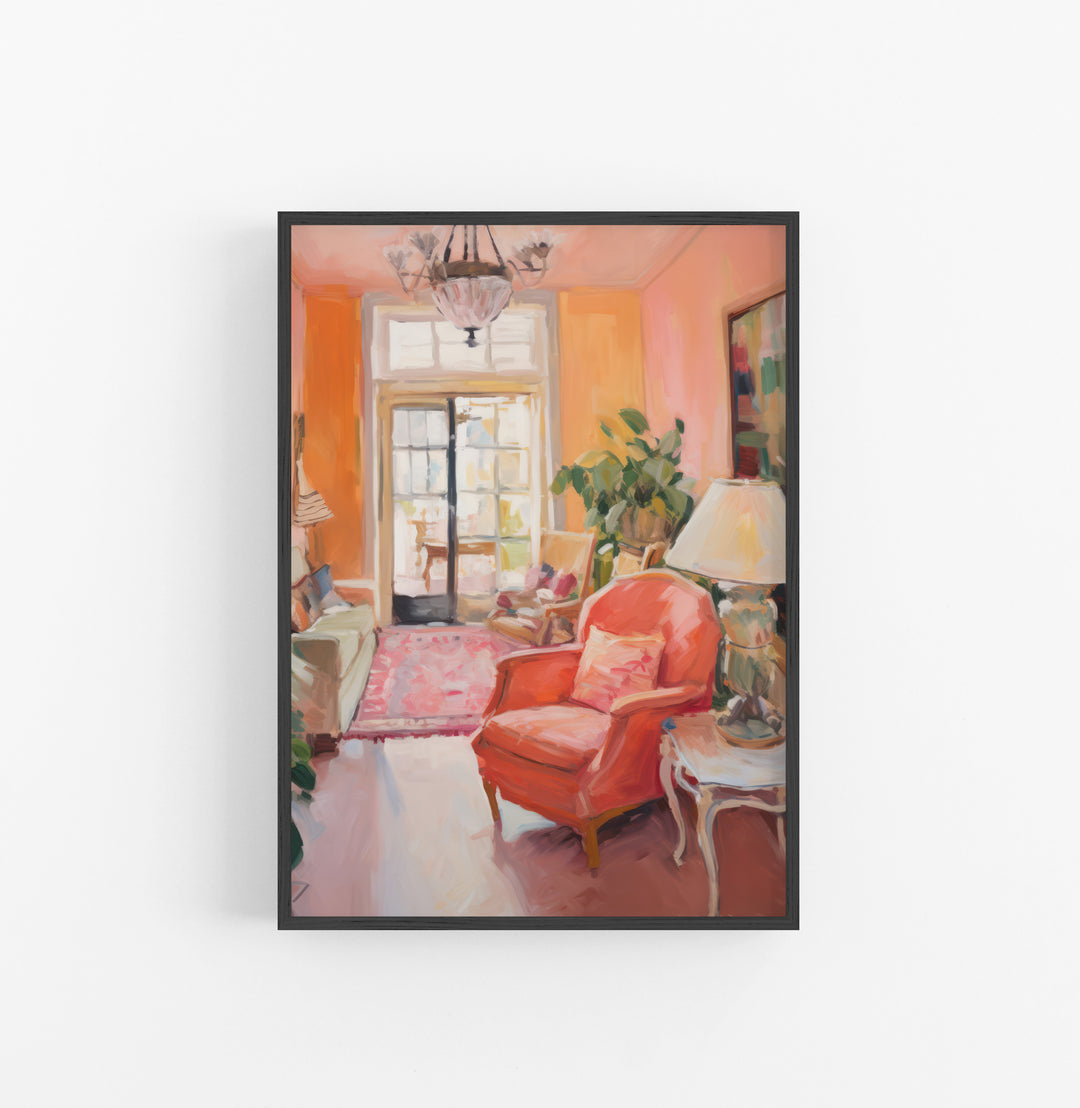 Cuadro con Marco Eclectic Acuarela Interior Naranja Rosado