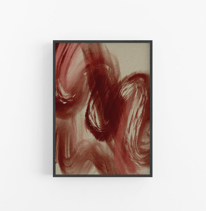 Cuadro con Marco Casual Ethnic Abstracto Pinceladas Rojo Crema